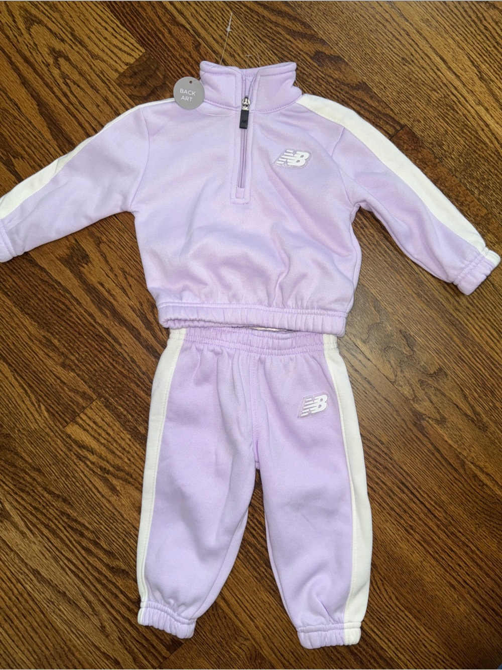 New Balance 12M Lavender & White Kids Sweatpants Jogger Set
